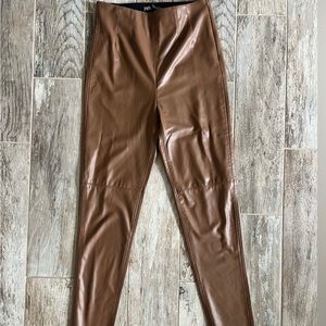 Zara Leather Brown Pants